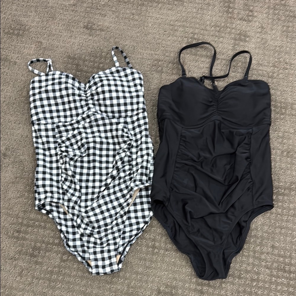 Black and Gingham One-Piece Swimsuits